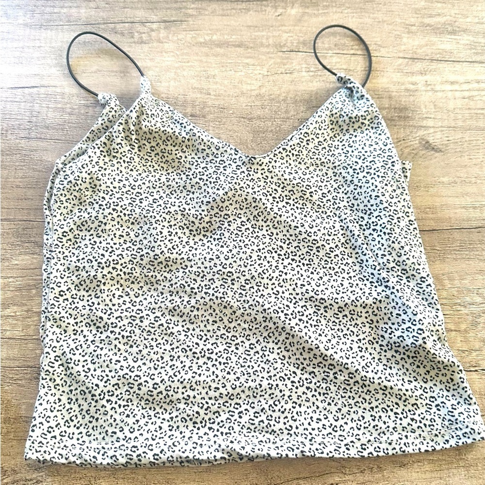 Gaze Animal Print Black and White Tank Top Size Small